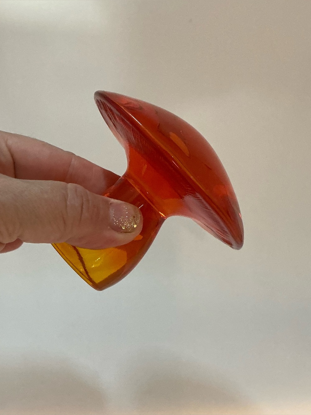 Mushroom Hand Blown Amber Art Glass Paperweight Vintage Mid-Century Style Decor - Picture 2 of 8